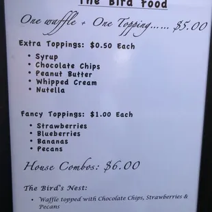 Waffle Menu
