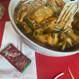 tom yum pho with tofu $19.50