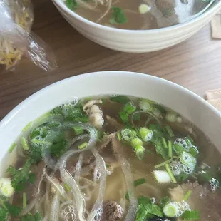 P1. Rare Eye Round Steak Pho (Ph Ti) P2. Brisket Pho (Ph Chn)