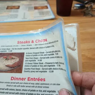 Menus falling apart