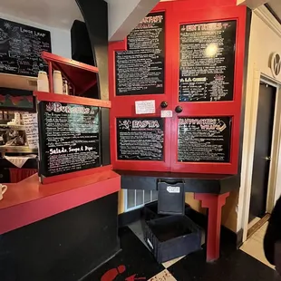 the menus on the wall