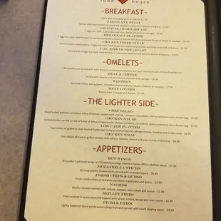 the breakfast menu