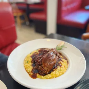 Lamb shank and butter squash risotto