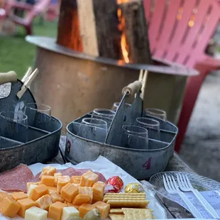 Wine by the patio with firepit