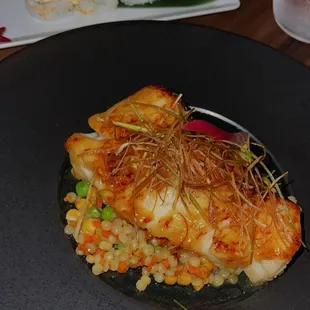 Miso glazed sea bass