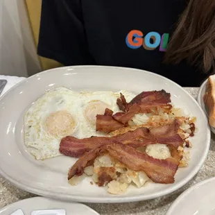 2 Eggs Any Style with Bacon Hashed Browns