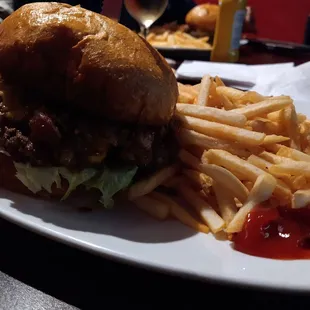 A close up of the red fox Burger very good