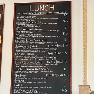 Lunch menu