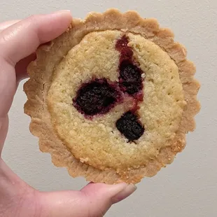 Amazing, buttery, almond tart with blackberries.