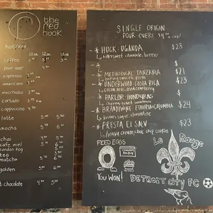 More coffee menu