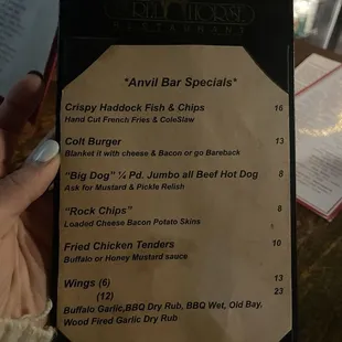 Bar specials