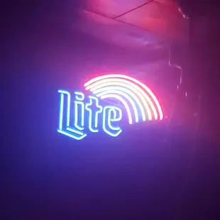 a lit up lit up sign