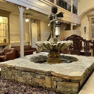 a fountain in the lobby
