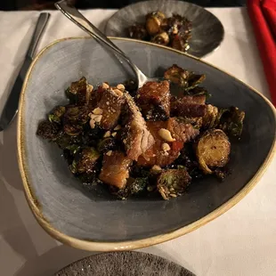 Pork belly Brussel sprouts