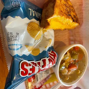 Daily combo - half grilled cheese and chicken noodle soup