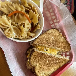 The Tuna Melt with bow Thai pasta salad