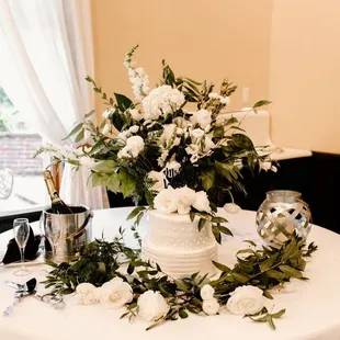 a wedding cake on a table