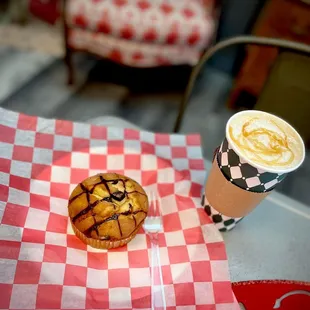 a pastry and a cup of coffee