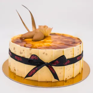 a cake with a bow on top