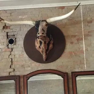 The steer above the bar is a piece of art. Ask how it was made.