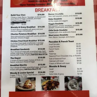 Breakfast menu