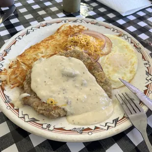 Chicken fried steak breakfast