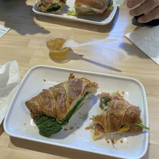 Croissant breakfast sandwich