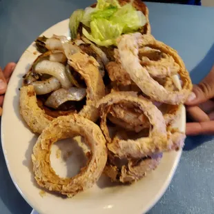 Key West Burger and Onion Rings