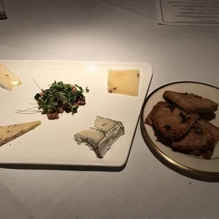 Cheese plate with vegetarian tasting menu