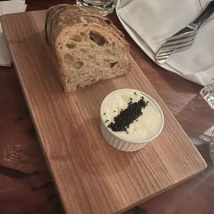 Complementary bread and butter with black salt so good!