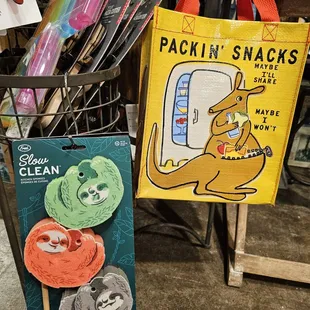 Sloth sponges and snack bag... haha