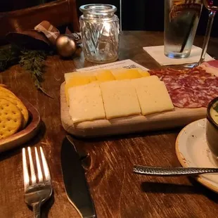 Poblano soup &amp; charcuterie. The soup is incredible, and the quality and portions are superior to anywhere else. Server Cassidy is great!