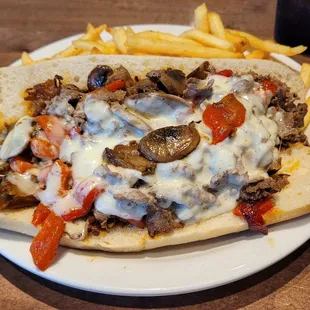 The Champ cheesesteak and fries.  Excellent!