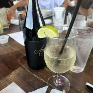 Skinny marg w casamigos and our later bottle of wine.