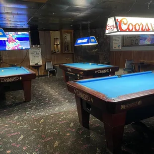 pool tables and televisions