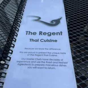 The menu