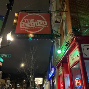 a city street at night