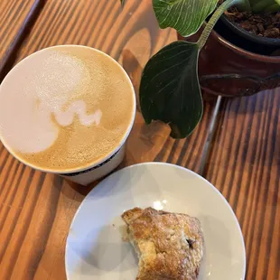 Ube sesame latte with a blueberry banana scone