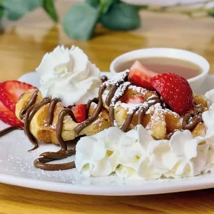 Nutella waffles with strawberries