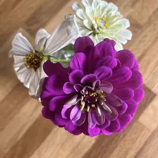 Beautiful fresh flowers on each table picked fresh daily from gorgeous garden.