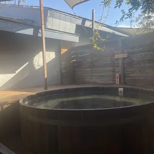 Communal tub - steamy as ever, especially with these fall morning soaks that I love!