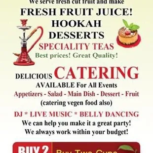 the menu for the restaurant