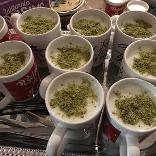 a tray of cups of coffee