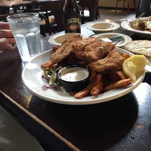 Salmon fish and sweet potato fries