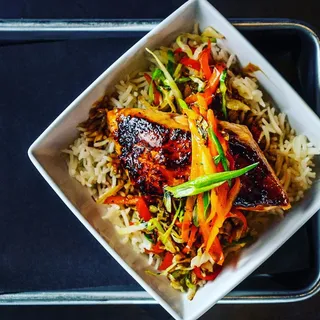 Lacquered Salmon Stir Fry