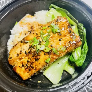 Teriyaki Mahi-Mahi with baby bok choy and jasmine rice