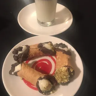 Cannoli and blueberry something.