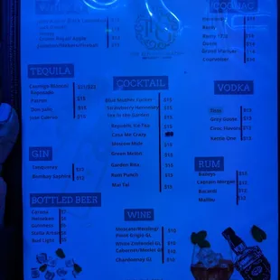 Drink menu
