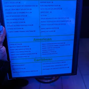 Food menu