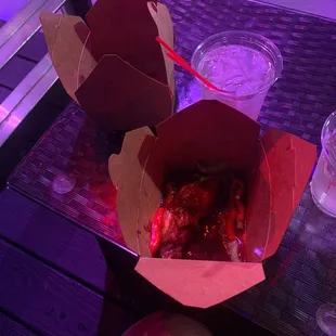 Honey bbq wings and fries